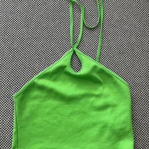 Zara Bright Green Cropped Halter Top